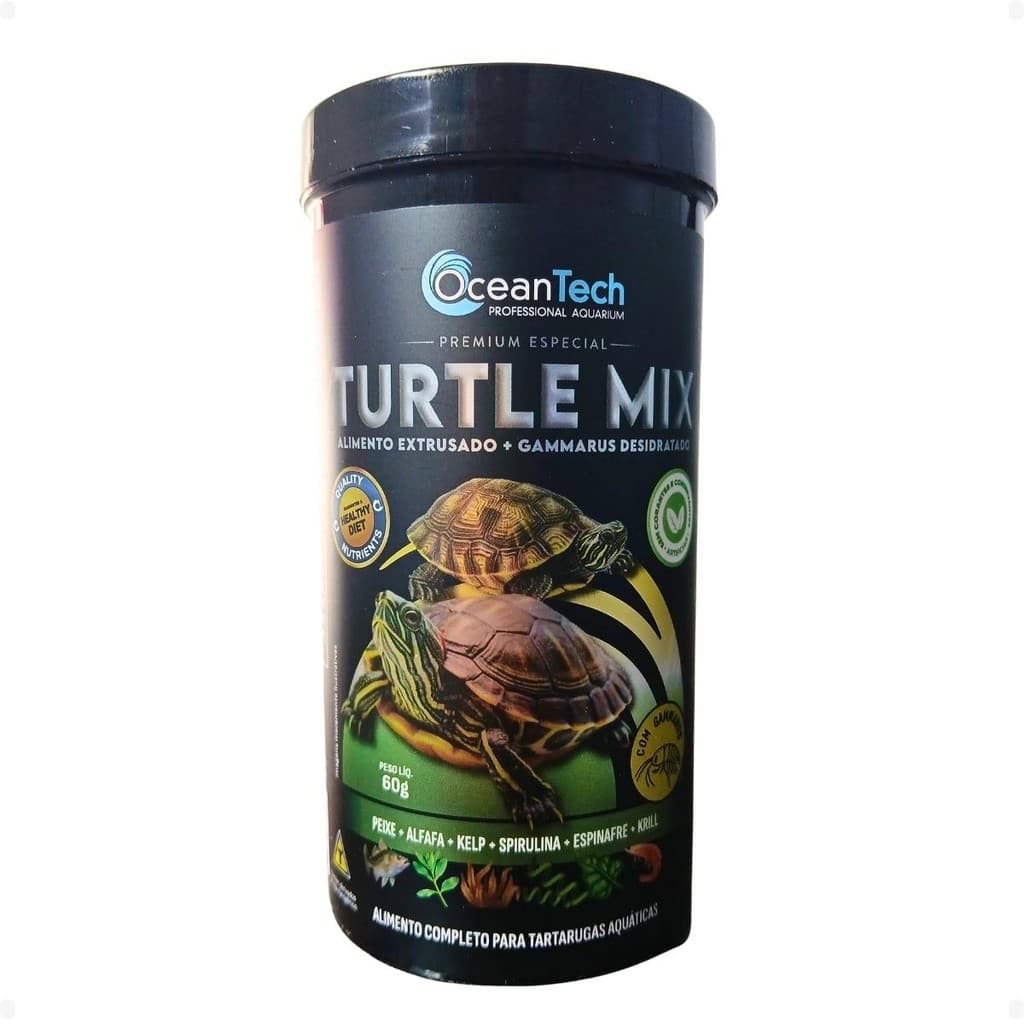 Ocean Tech Ração Turtle Mix 60g Alimento Tartaruga Aquática