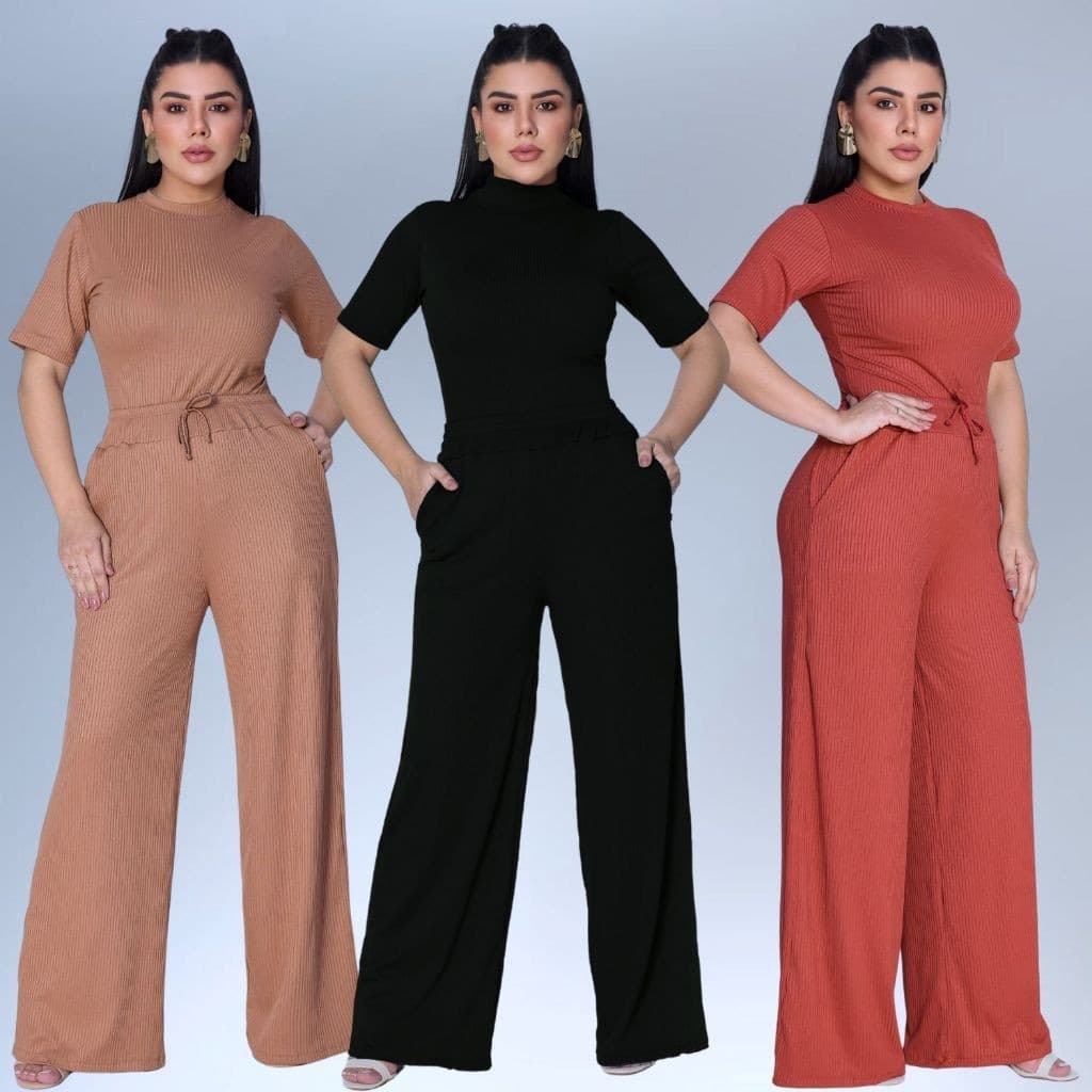 Conjunto Feminino Pantalona Blusa Calça Social Confortavel