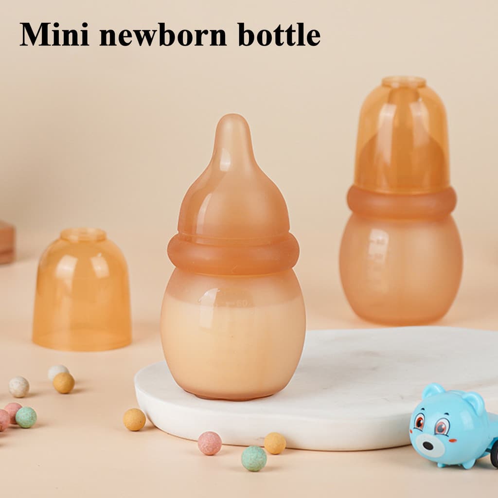 60ml/2.03oz, Mini mamadeira de silicone para recém-nascidos, Design de leite materno de imitação anticólica para recém-n