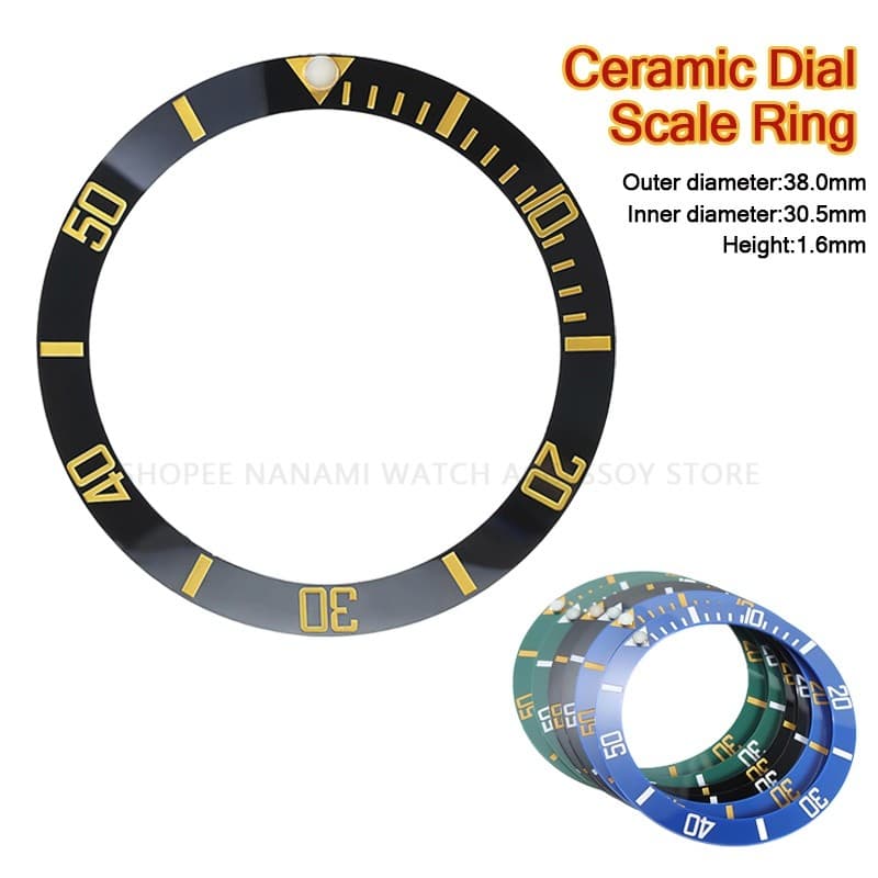 38mm * 30.5mm Moldura De Mostrador De Cerâmica Anel De Discagem De Relógio Inserção Luminosa Inclinação Adequado Para Ca