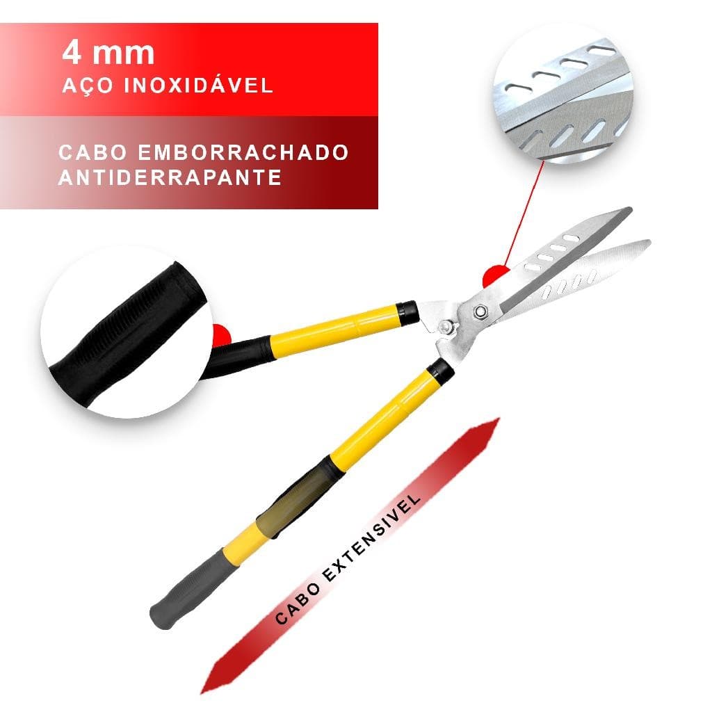 Tesoura De Poda Para Cerca Viva 53cm Arbustos Gramados