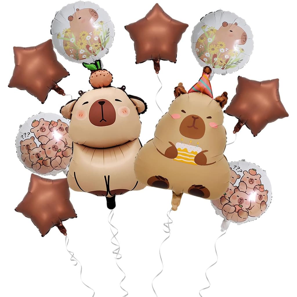 CONJUNTO 05 Balões Temáticos de Capivara-Decorativos Fofos para Festas