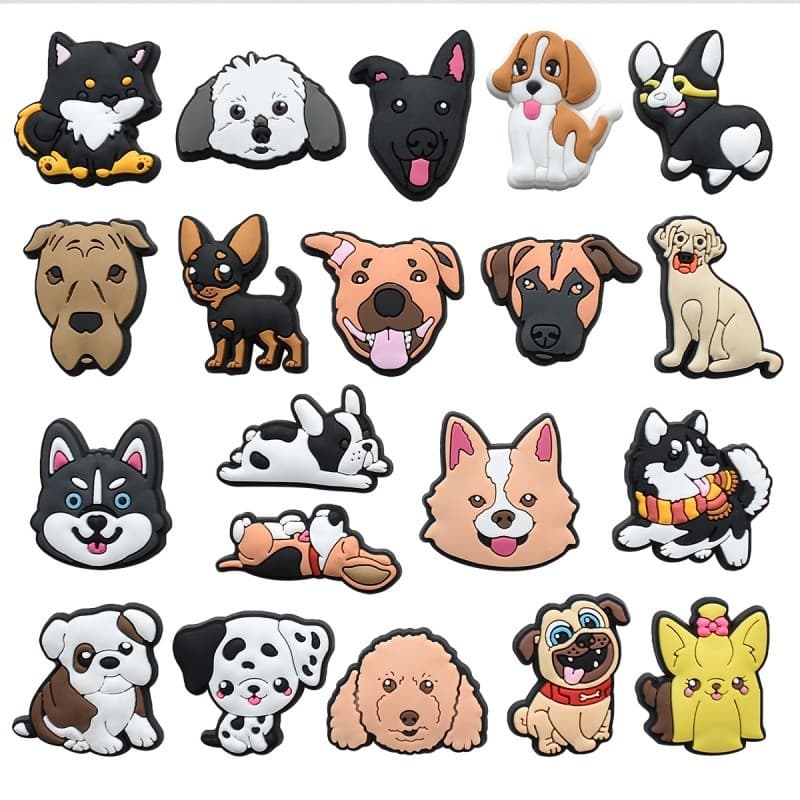 Desenhos animados Cute Dog PVC Encantos Pinos Acessórios de Sapato Fivela Sandálias Chinelos Decoração Para Presentes