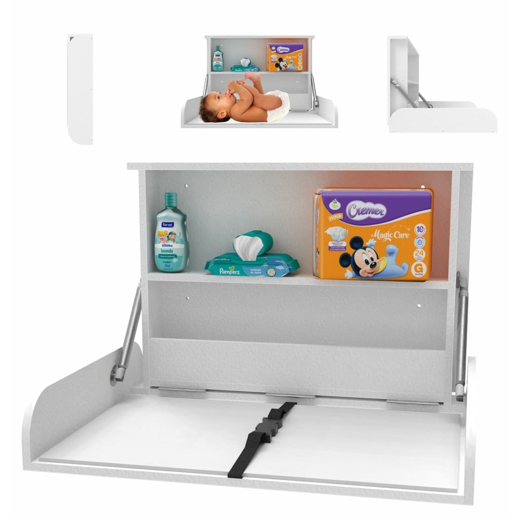 Trocador Fraldario Retratil Suspenso Fixo Com Aparador Horizontal