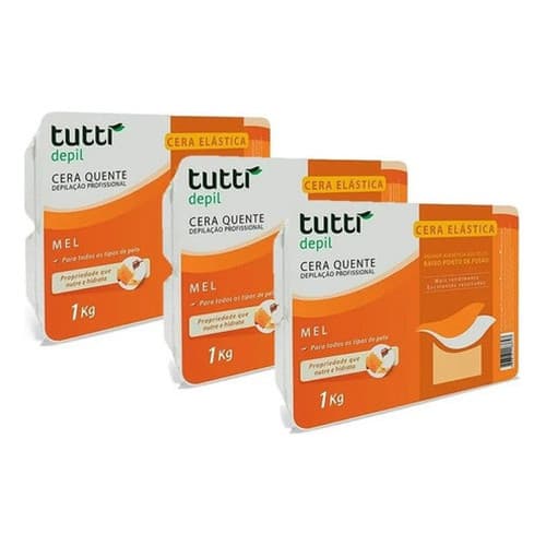 Kit Com 3 Unidades Cera Quente Elástica Mel 1kg Tutti Depil x3