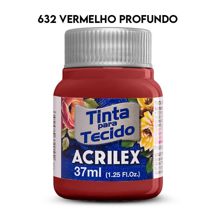 TINTA TECIDO ACRILEX 37ML FOSCA 632 VERMELHO PROFUNDO