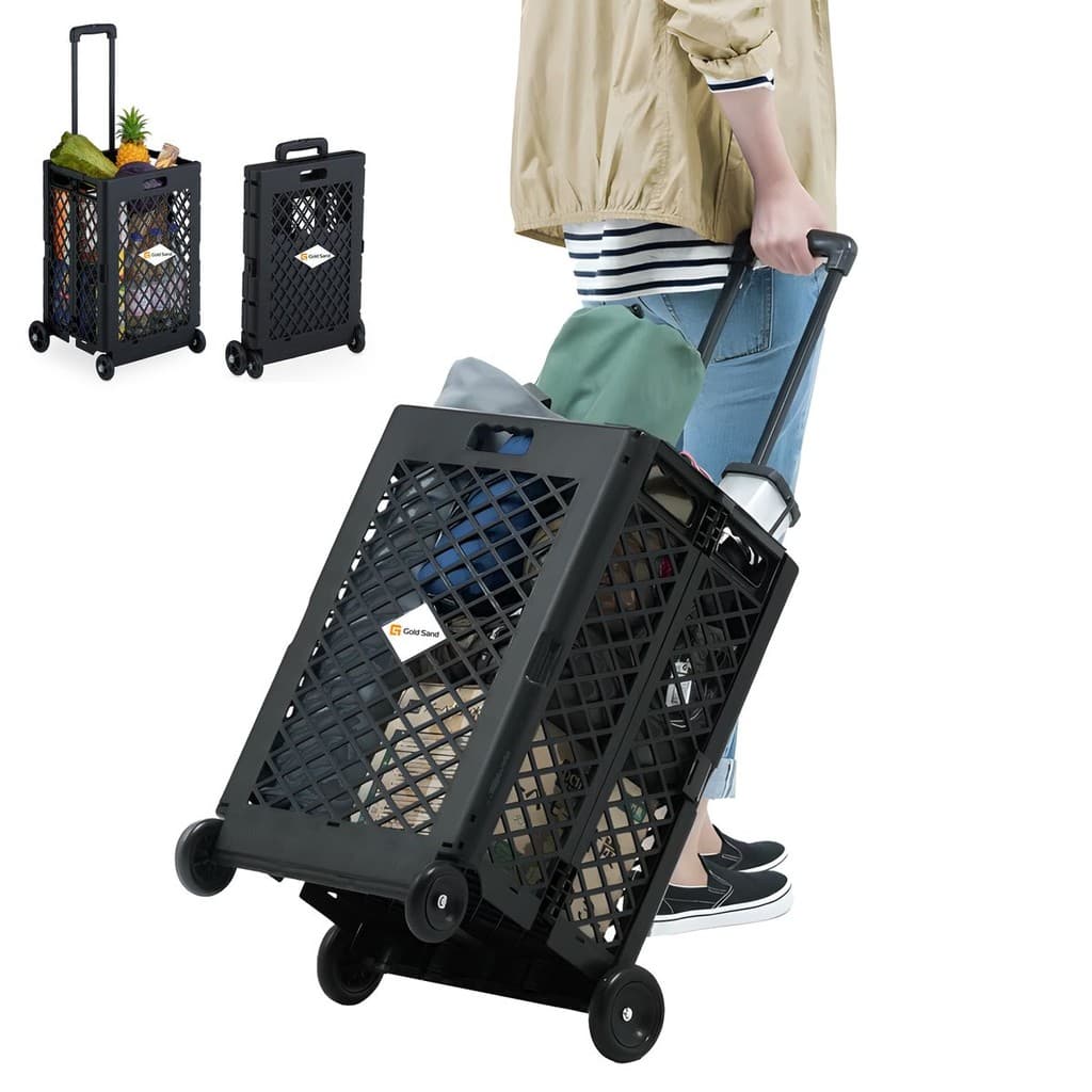 Carrinho Compras Feira Cesta Dobrável C/ 4 Rodinhas 25Kg 60L