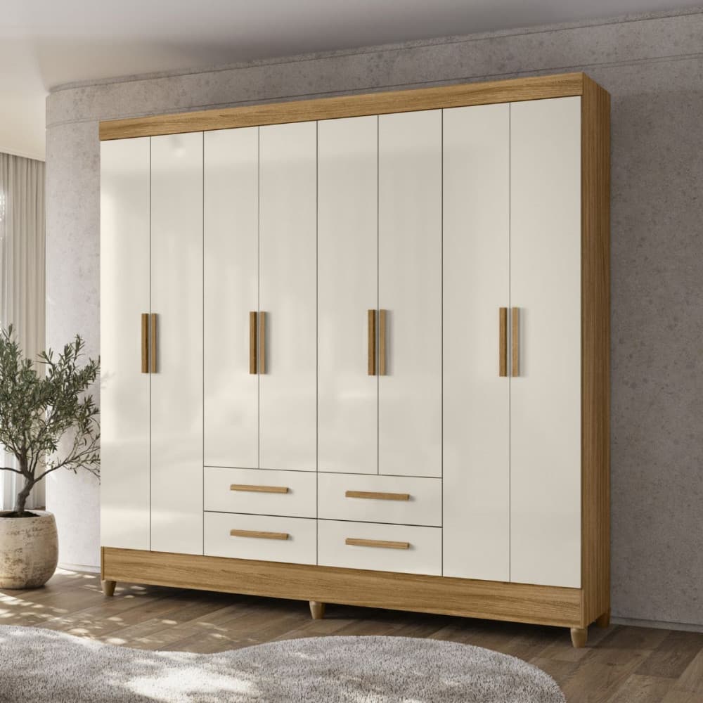 Guarda-Roupa Casal 8 Portas 4 Gavetas Sem Espelho Florida Moval