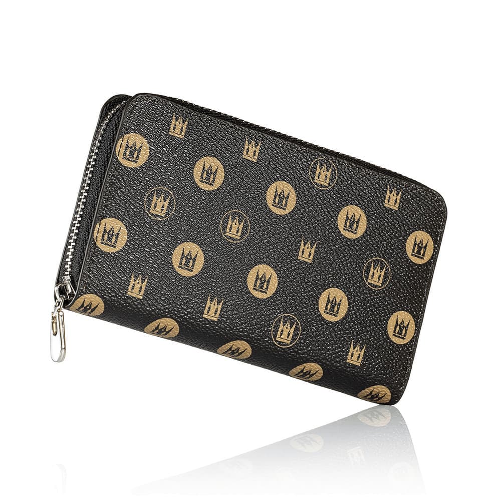 Carteira Crown Tampa Marrom com estampa de coroas  Wl22140r- Envio Imediato