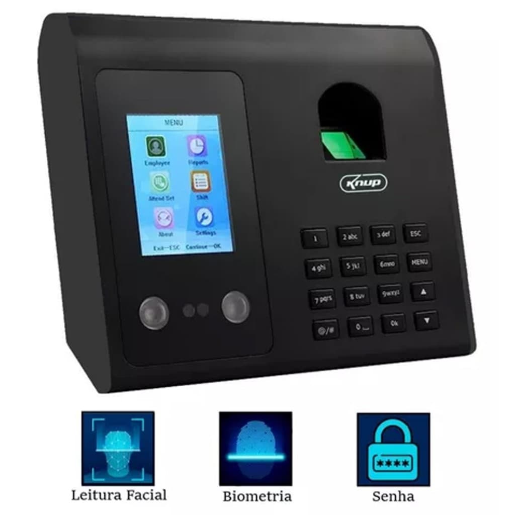 Relógio Ponto Digital Lcd USB Leitura Facial Biometria Senha