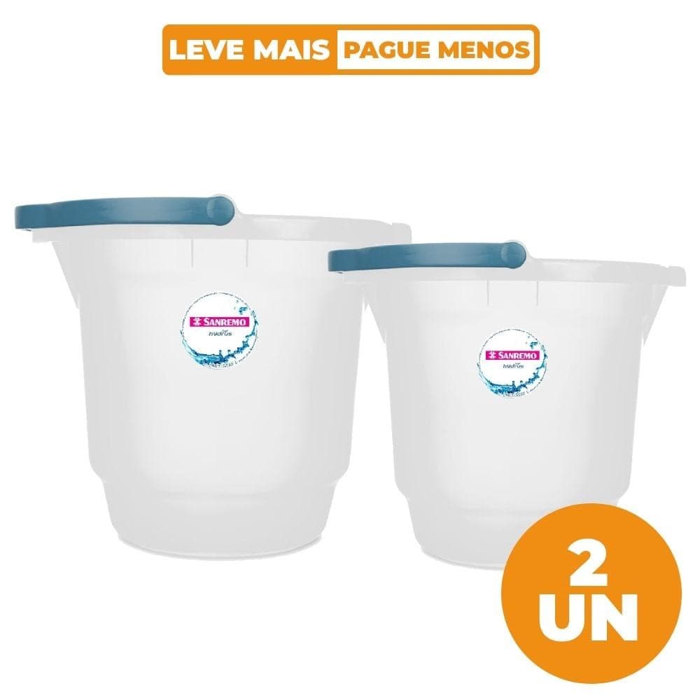Kit 2 Baldes Plásticos Transparentes com Alça 8,5L e 15L Hydrus Sanremo