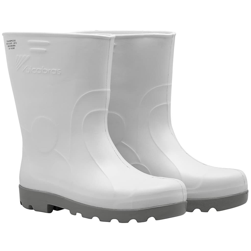 Bota de Borracha Impermeável EVA Cano Curto Branco BEPCC02 - Vulcabras