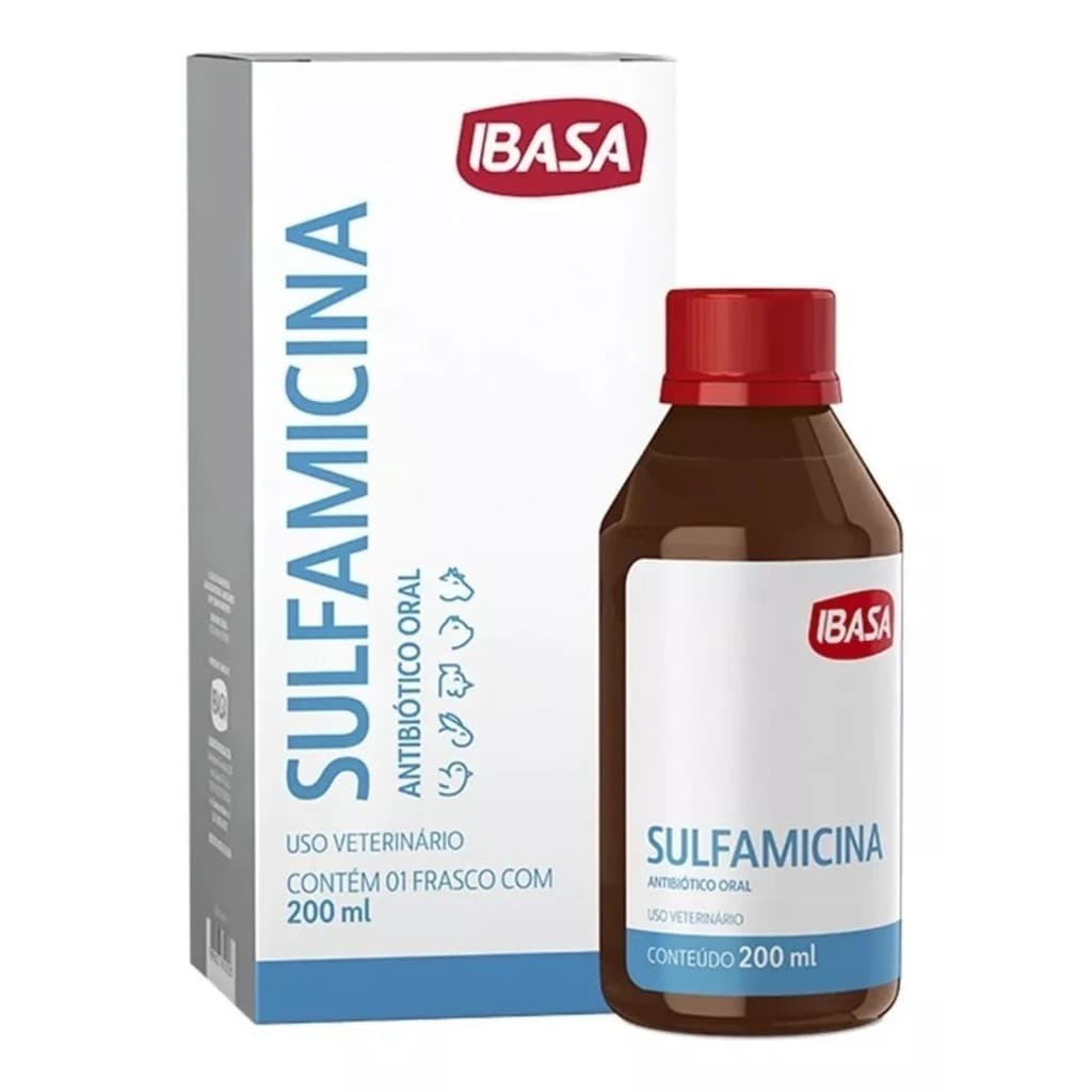Sulfamicina 200 ML Ibasa Antibiotico Oral Para Bovinos Suínos Aves - Envio Imediato