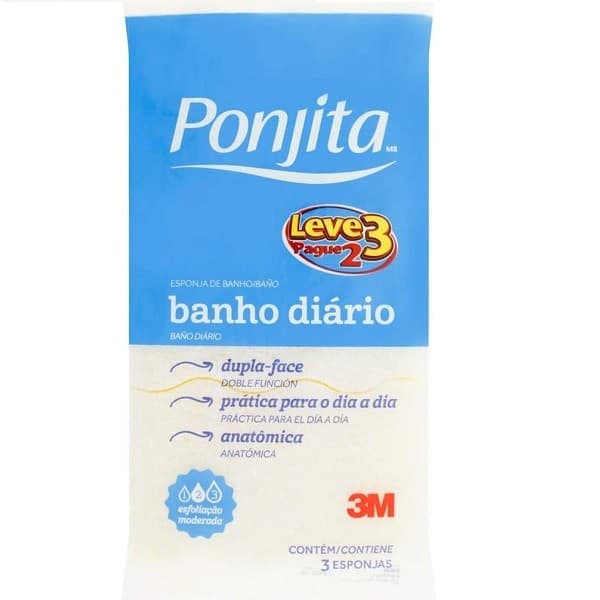 Esponja de Banho Diario Ponjita Amarela 3 Unidades