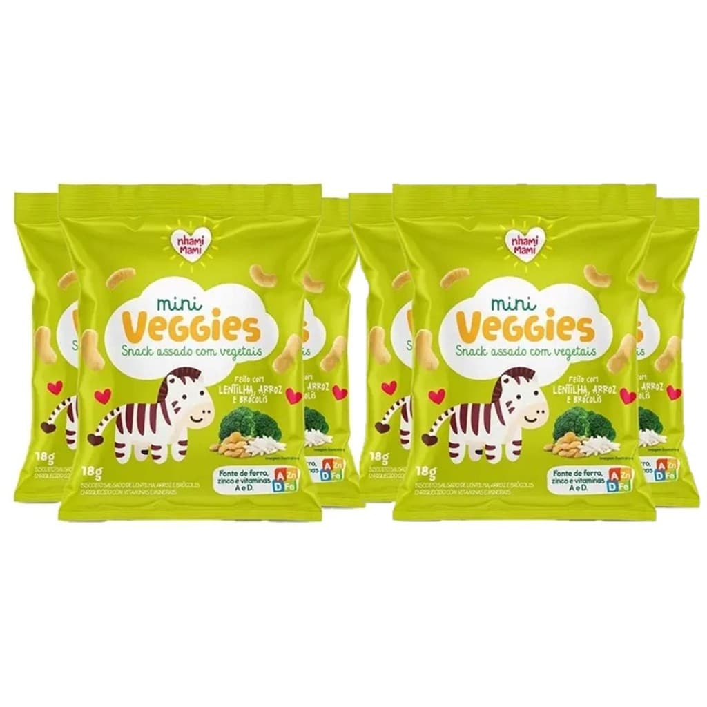 MINI VEGGIES ARROZ LENTILHA E BRÓCOLIS 6x18g - NHAMI MAMI