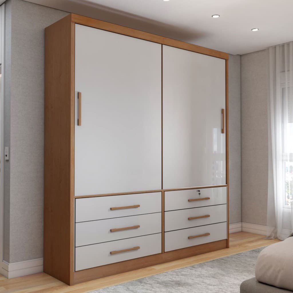 Guarda-Roupa Solteiro Essence 2 Portas 6 Gavetas com Chave