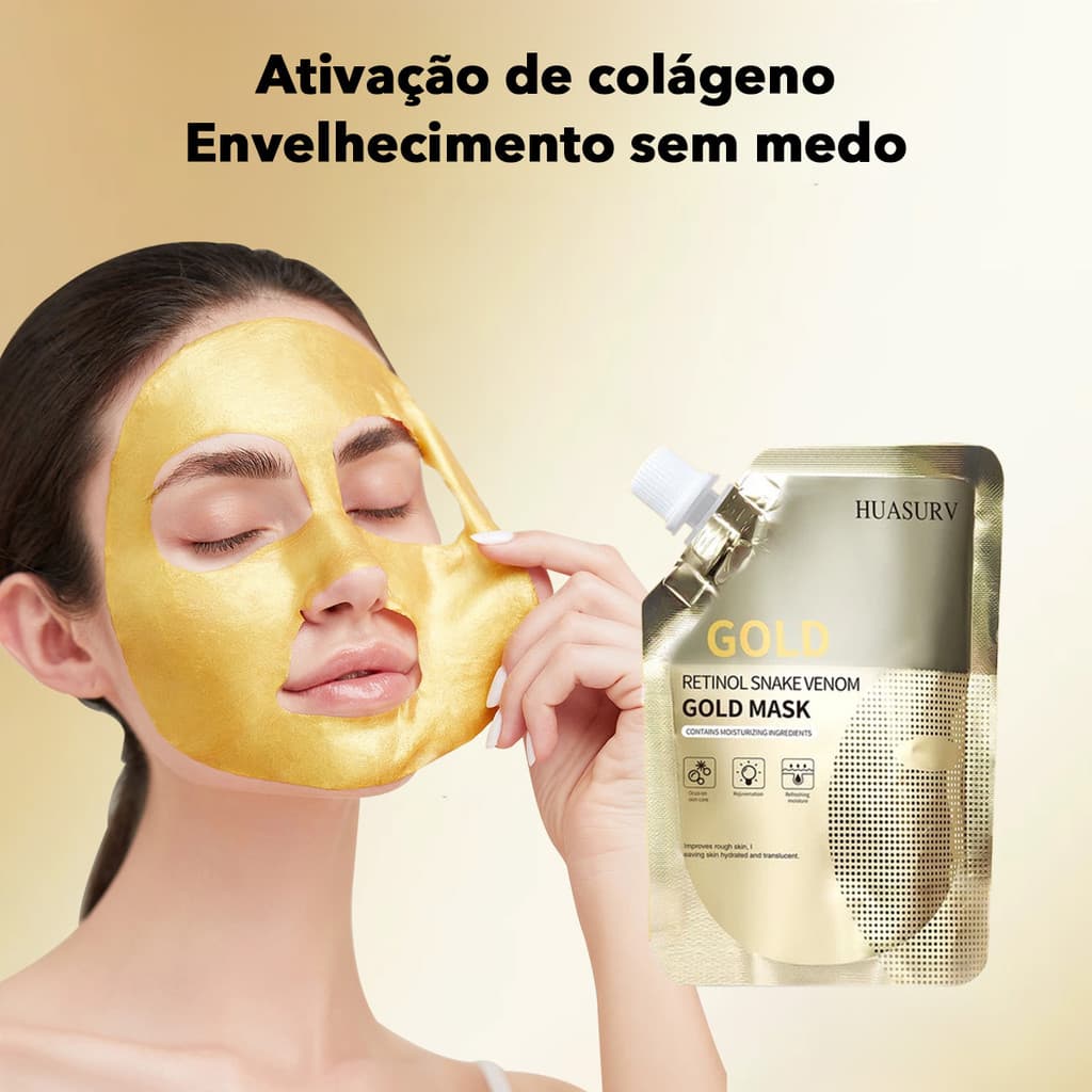 Máscara Facial de Ouro com Retinol e Peptide de Serpente – 100ml – Anti-rugas, Hidratante e Rejuvenescedora