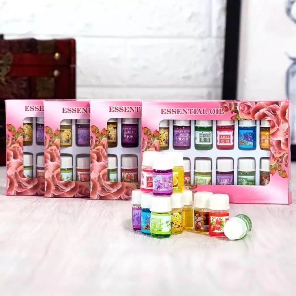 Kit C/12 De Óleos Essências Aromáticas Para Humidificador Difusor Com 12 Unidades
