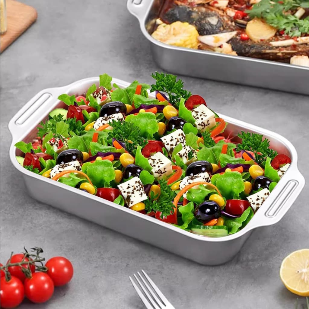 Assadeira De Aço Inoxidável Com Tampas, Antiderrapante, Resistente A Altas Temperaturas