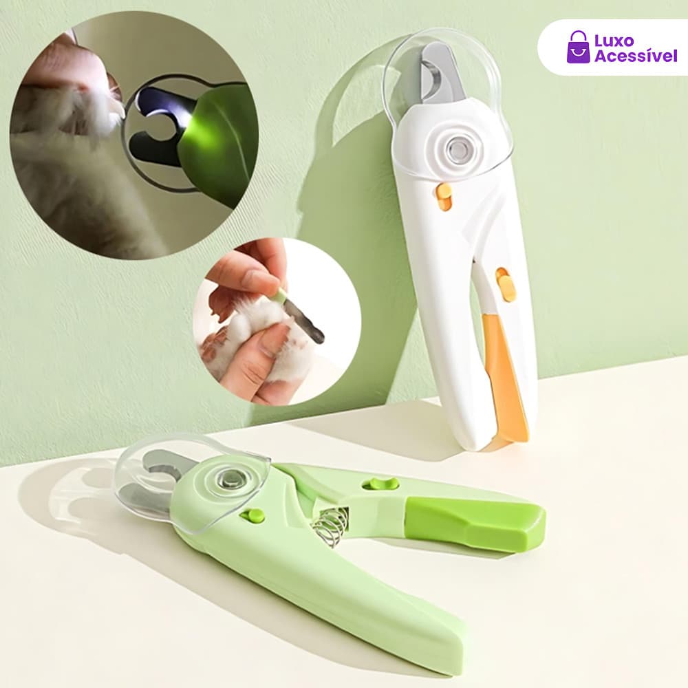 Kit para Cães e Gatos Cortador de Unhas Com Alicate e Lixa com Luz LED Tesoura Inclusa