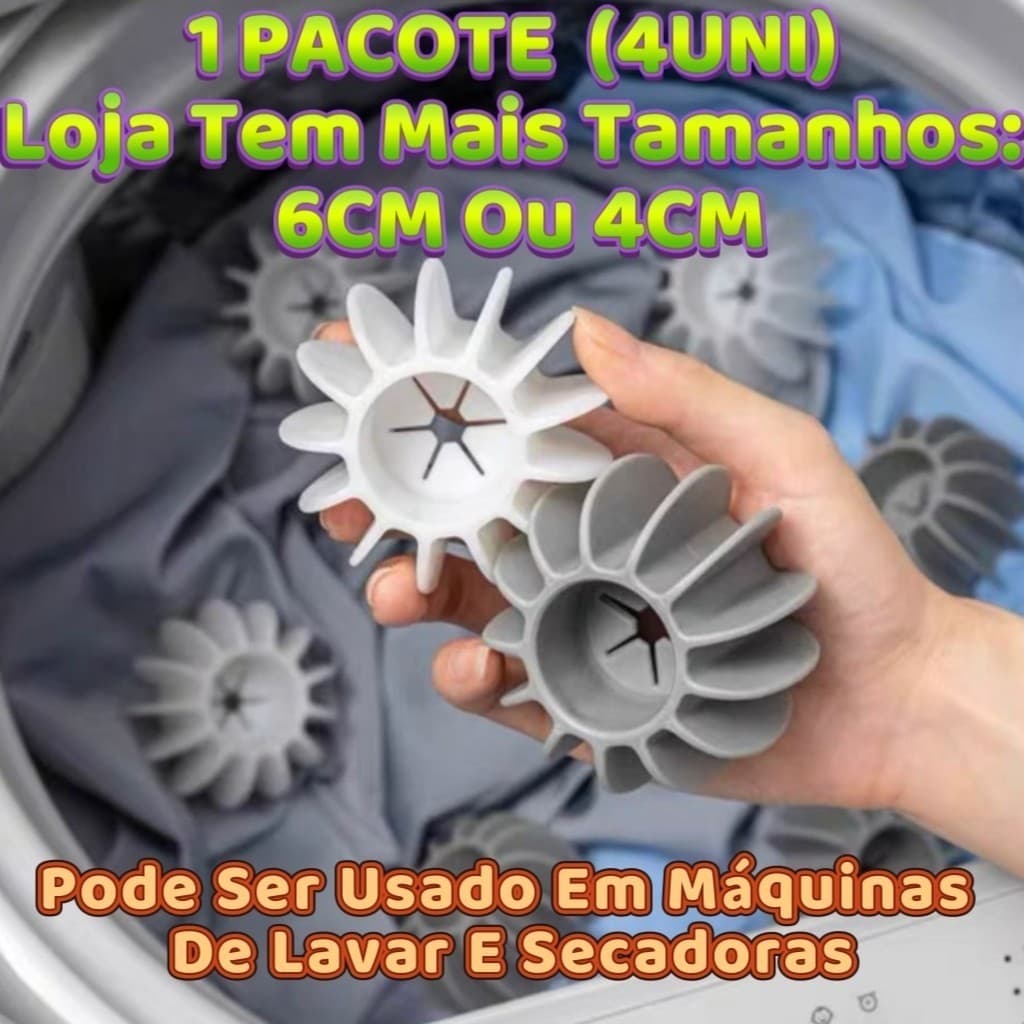 Esferas Bola De Lavar Roupa 4Uns Silicone 6 Ou 4Cm De Lavanderia Para Máquina De Lavar Reutilizável