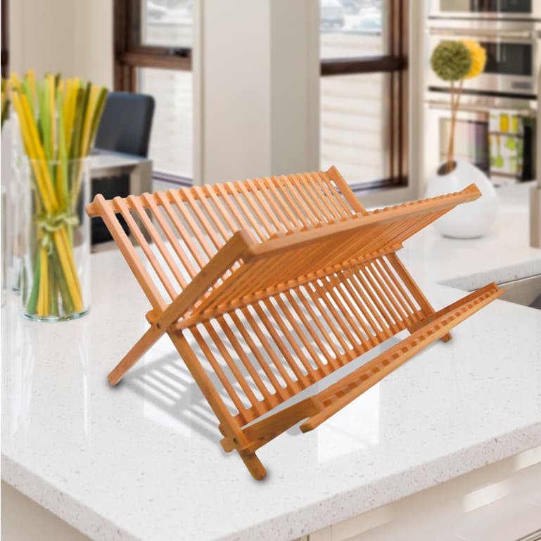 Escorredor de Pratos de Bambu com 11 e 14 Divisórias