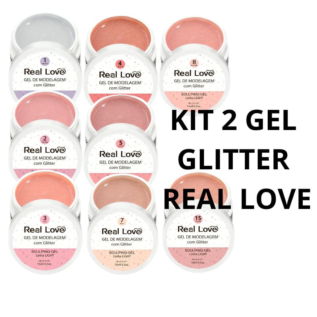 Kit 2 Gel Sculpting Com Glitter - Gel Uv/Led 15ml - Real Love