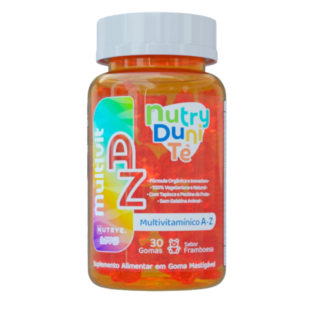 Suplemento Vitamínico Infantil Multivitaminico AZ Kids Gomas Mastigáveis Gummy Kids Sabor Framboesa