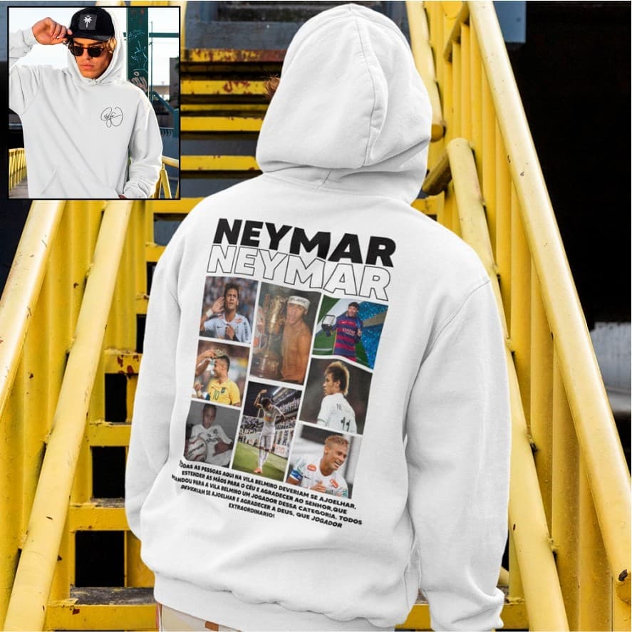 Moletom Futebol Menino Ney Neymar Casaco Personalizado Blusa De Frio Frase Flanelado