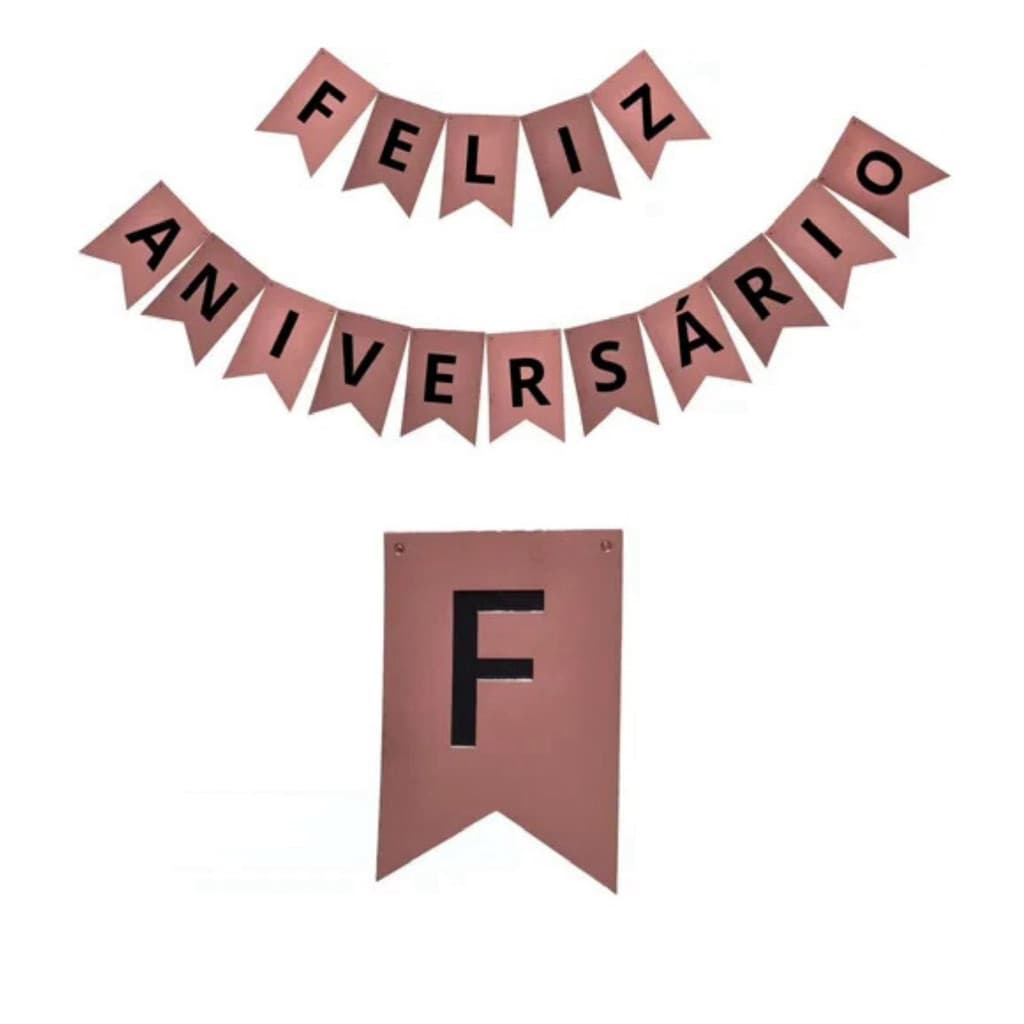 Faixa Feliz Aniversário Bandeirinha Metalizada Decorativa Festa