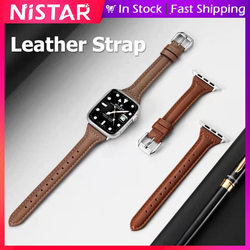NiSTART Pulseira De Couro Respirável Para Relógios Apple Watch 49mm 44mm 40mm 42mm 41mm 45mm 38mm , Novo E Fino Mulheres iWatch Ultra2 ultra 9 8 7 6 5 SE 4 3 2 1