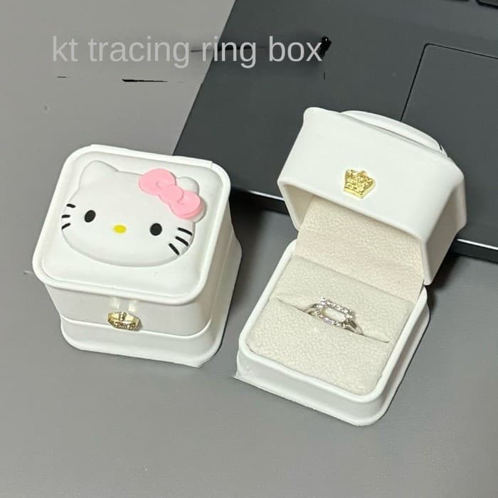 Nova Alta Qualidade Gatinho Gato Anel Caixa DIY Dos Desenhos Animados Presente Proposta E Confissão De Jóias De Couro Para Namorada