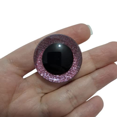 2 Pares Olhos com trava Glitter Amigurumi 30mm Escolha a Cor