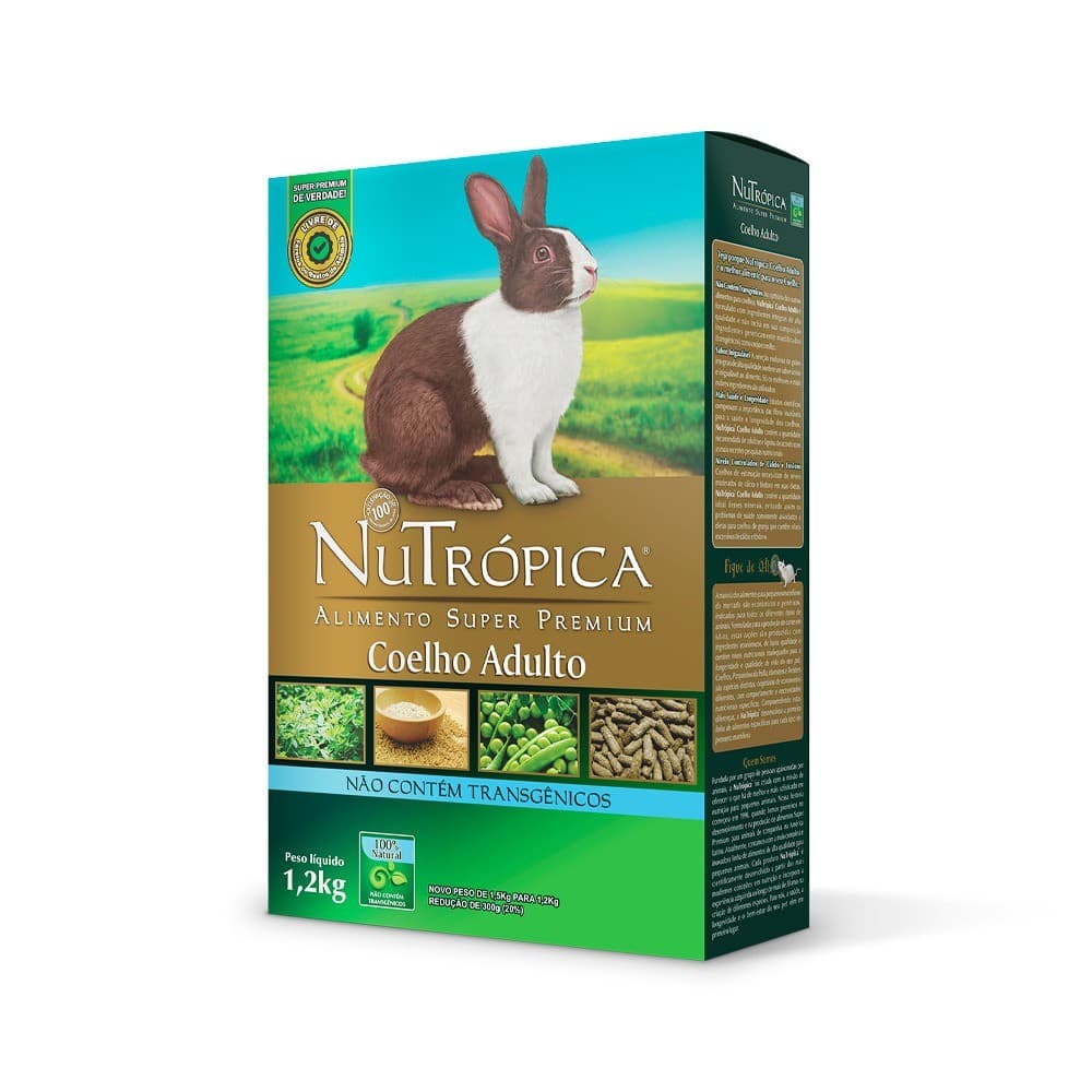 Ração Para Coelho Adulto Nutrópica 1.2kg Alimento Super Premium