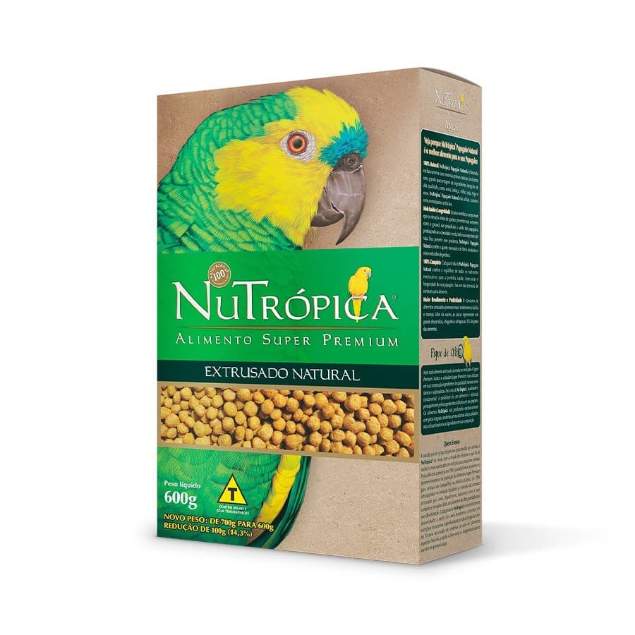 Ração Para Papagaio Nutrópica 600g Extrusado Natural Alimento Super Premium