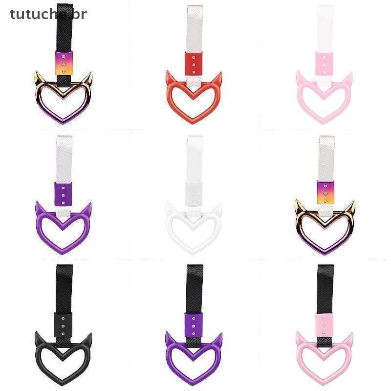 TU Colorido Alça De Reboque Do Carro Anel Coração JDM Trem Ônibus Mão Estilo Deriva Charme Cinta Acessórios Automóveis B