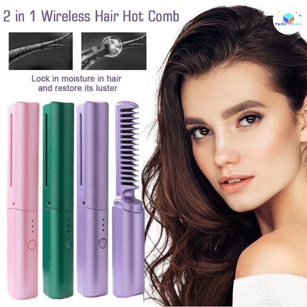 Pente De Alisamento De Cabelo Portátil , Bateria De Longa Duração , Alisador Com Quente Recarregável , Adequado Para Os