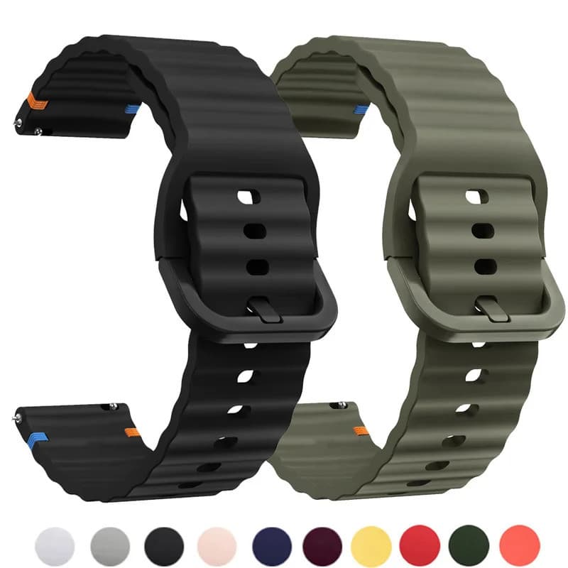 Pulseira De Silicone De 20mm 22mm Para Amazfit BALANCE/Active 2/Bip 6 5/GTR 4 2 2E 3 Pro/GTS 4/2 mini Ondulada Huawei Ga