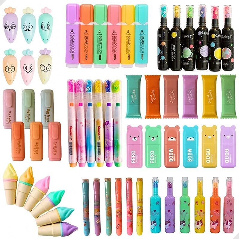 Kit 06 Mini Marca Texto Criativo Importado Canetas Fofinhos Kawaii