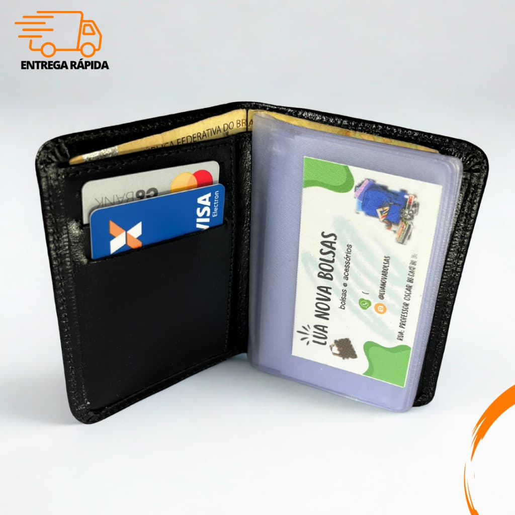 Carteira Masculina Slim Pequena Carteira masculina couro, Porta Cartão e CNH