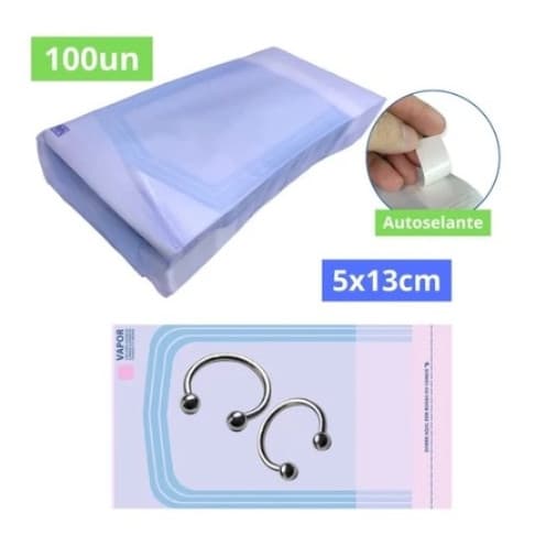 Embalagem C/100 unidades de Mini Envelope de Auto Clave Para Brocas e Piercing