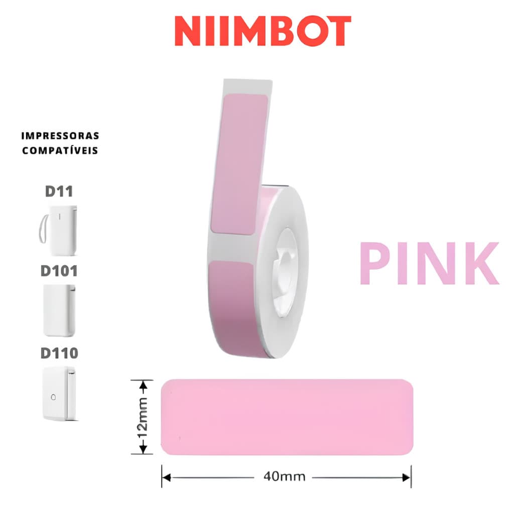 1 ROLO ETIQUETAS NIIMBOT 12x40 ROSA PINK D110 | D101 | D11