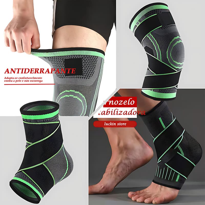 Joelheira Ou Tornozeleira Estabilizadora Compressão 360º Ajustável Ortopédica Musculação Esportive