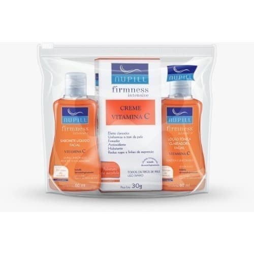 Kit Limpeza Facial Nupill para viagem Sabonete + loção tônica + creme Vitamina C