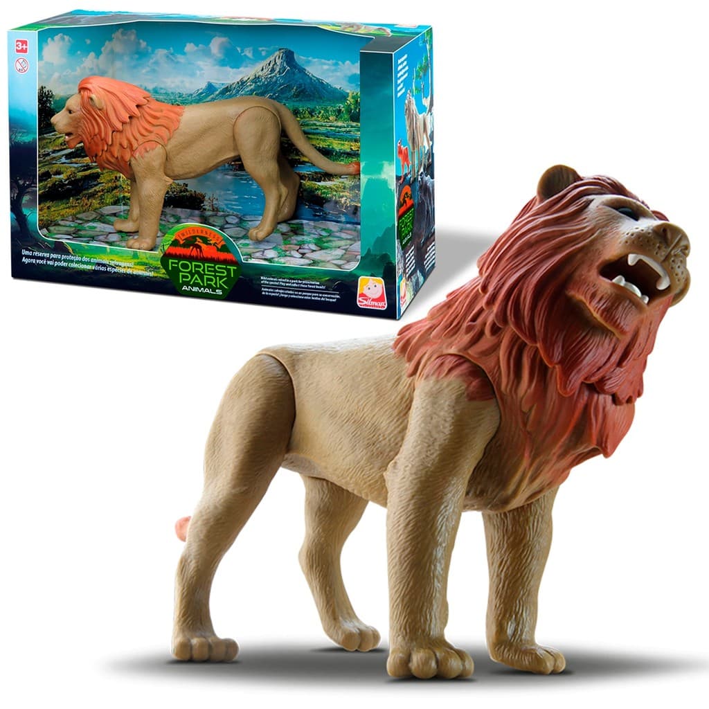Brinquedo Leão Forest Animals 27 cm Vinil Articulado Realista - Silmar Brinquedos