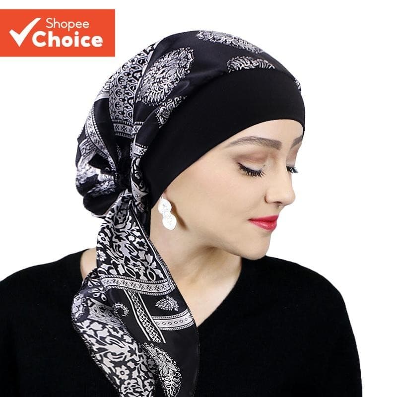 Turbante De Seda Vintage – Boné Elástico Para Perda De Cabelo Multifuncional Quimio Com Faixa Larga Mulheres