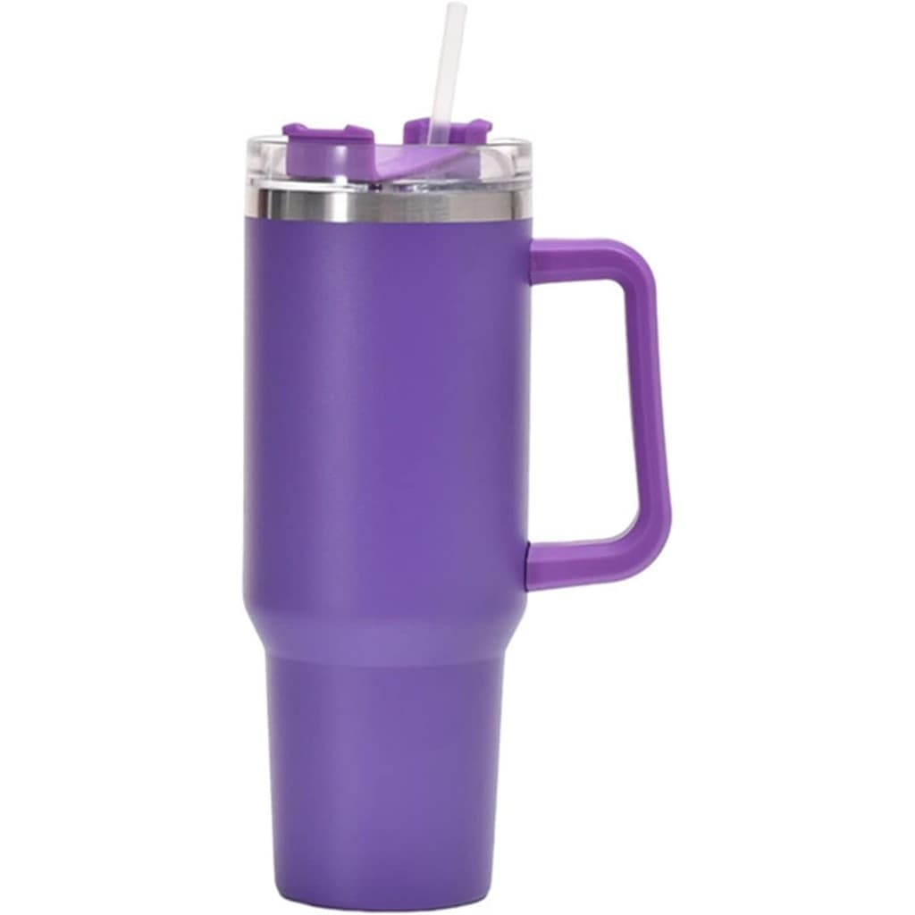 Copo Térmico com Tampa 1200 Ml Caneca Térmica Com Canudo e Tampa Grande Inox Parede Dupla (Roxo) - YODHE