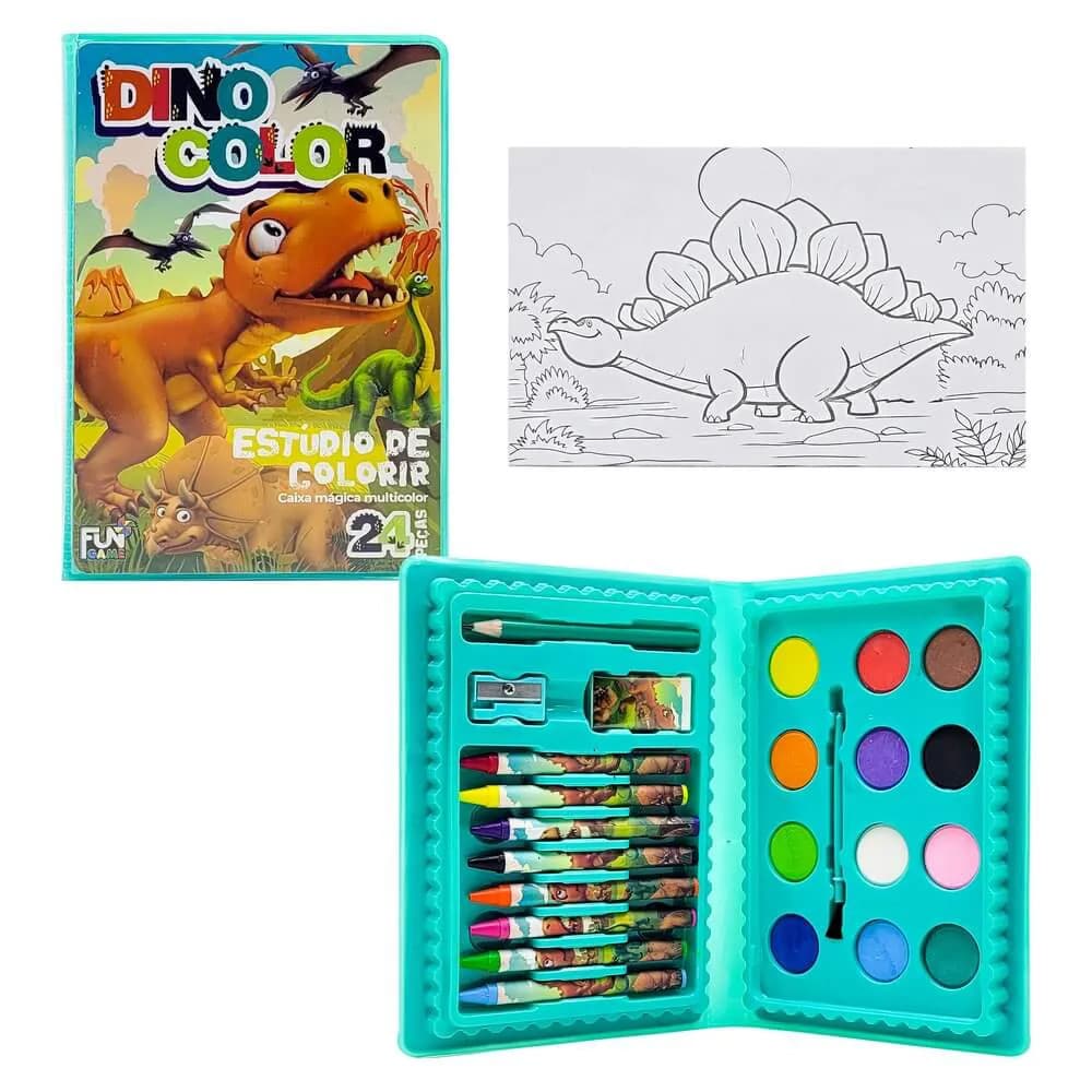 KIT COM 10 ESTOJOS 24 PEÇAS DINOSSAURO PRONTA ENTREGA LEMBRANCINHA ANIVERSÁRIO