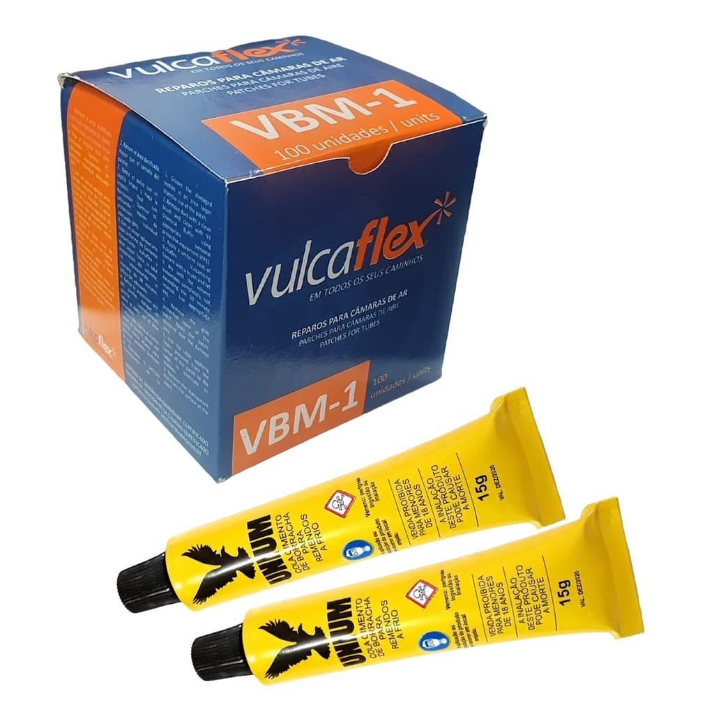 Kit Remendo Vbm 01 Vulcaflex Cx C/ 100 Unid + 2 Cola Unium