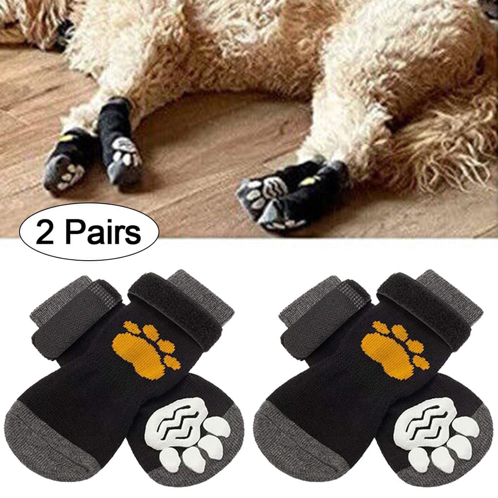 4 Pçs Bonito Cão De Estimação Meias Antiderrapante Gatos Filhote De Cachorro Sapatos Protetor De Pata Pé Cobre Cinta De Apertos Fortes